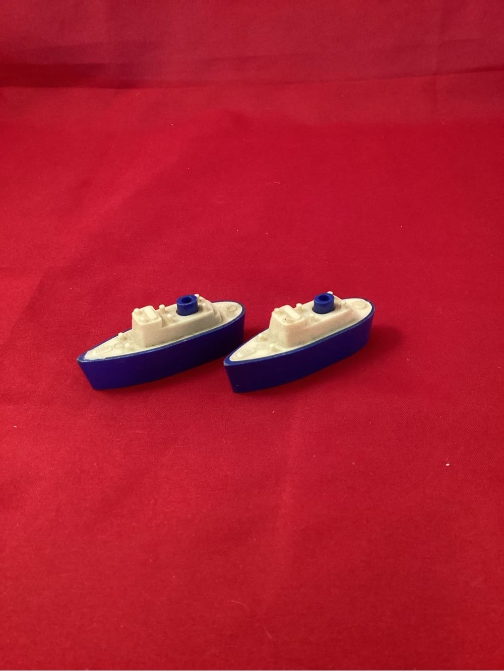 2 Retro Blue and White plastic Boat Pencil Sharpener
